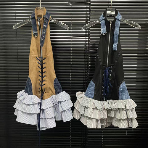Laced Denim Dress