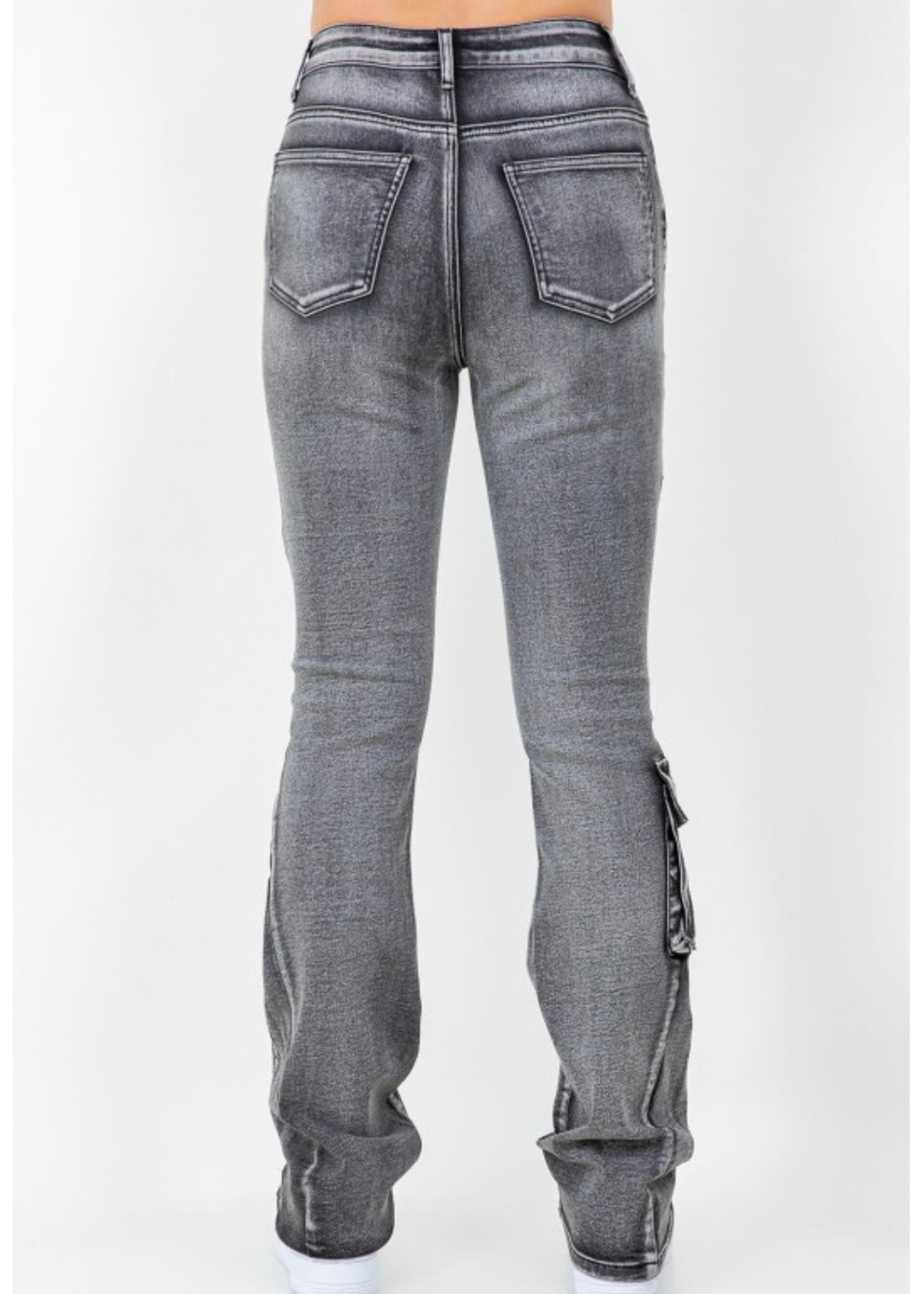Stacked Flare Jeans-Black Wash