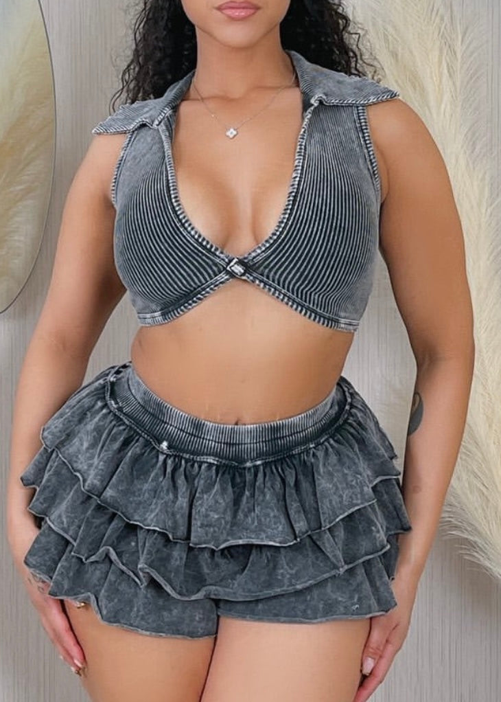 Ruffle Set-Black