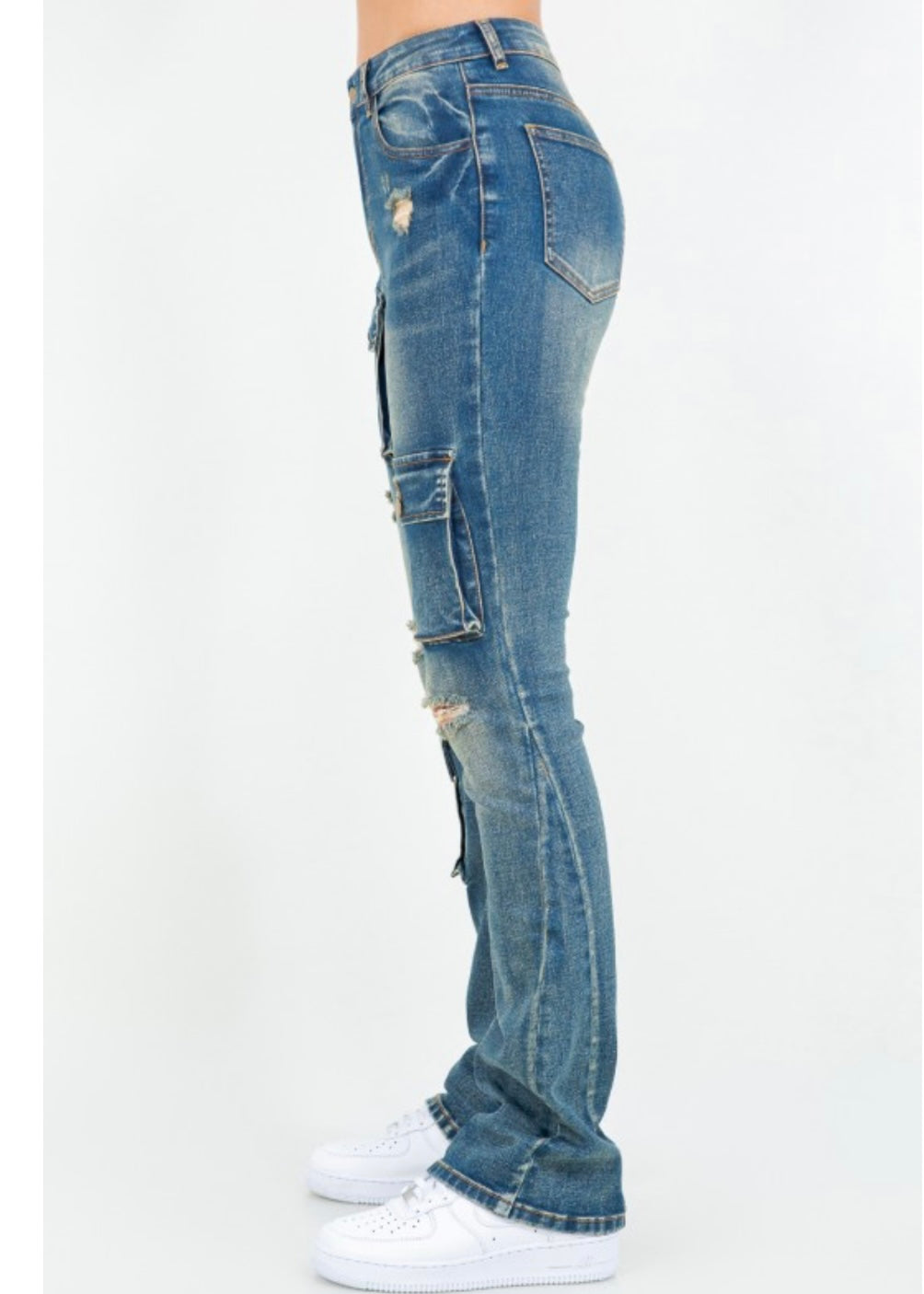 Stacked Flare Jeans-Vintage Wash