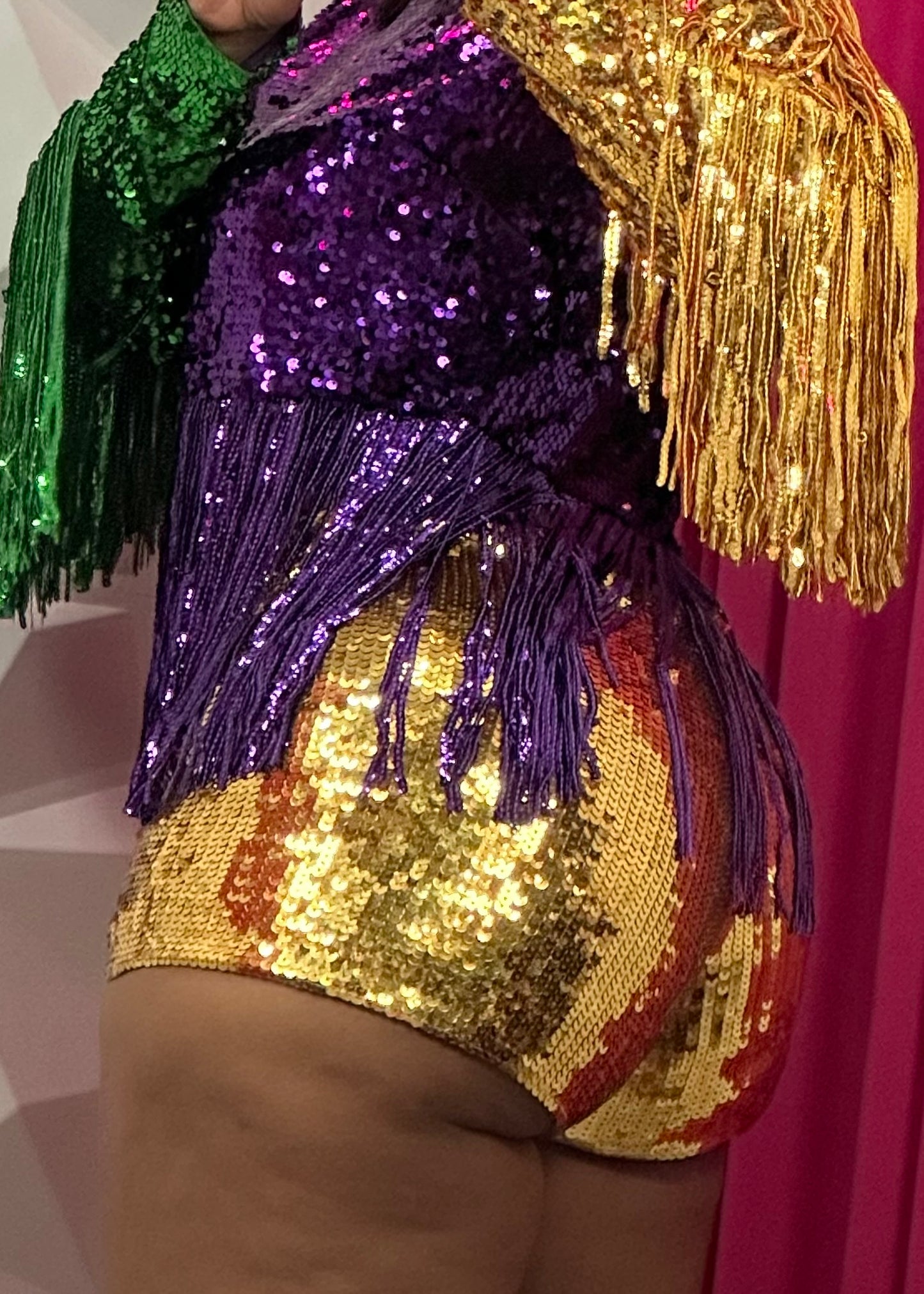 MG Sequins Zipper Shorts - Gold