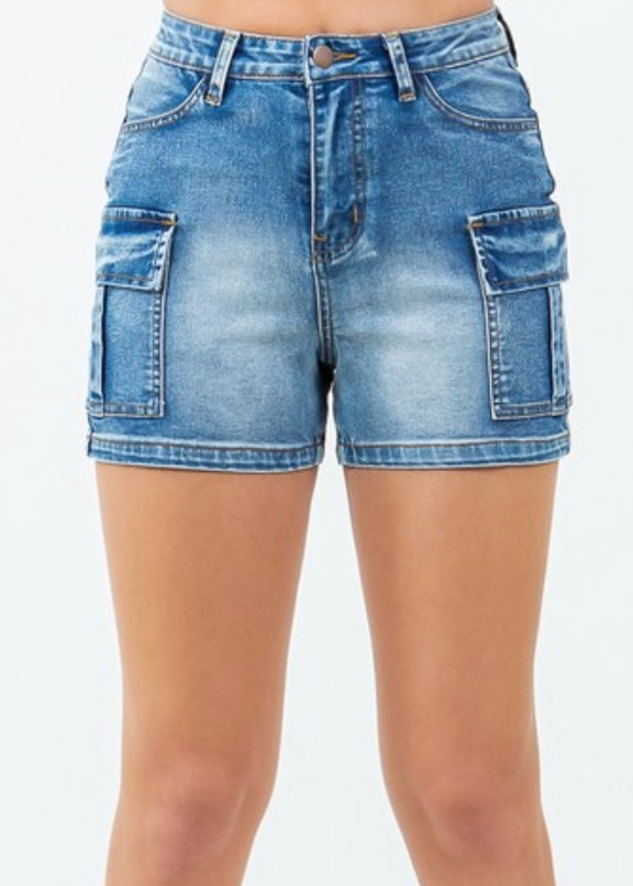 Denim Cargo Shorts