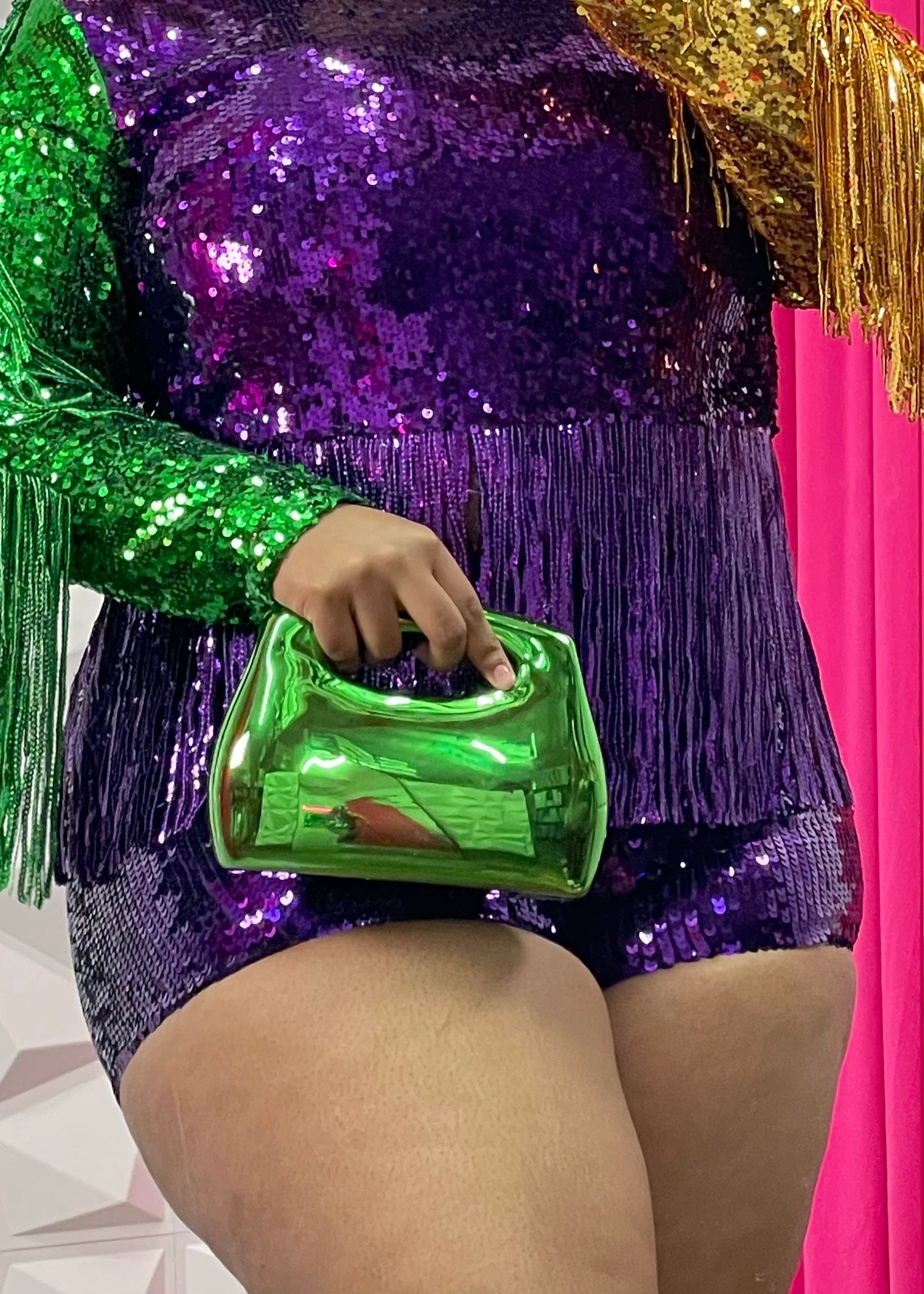 MG Sequins Zipper Shorts - Purple