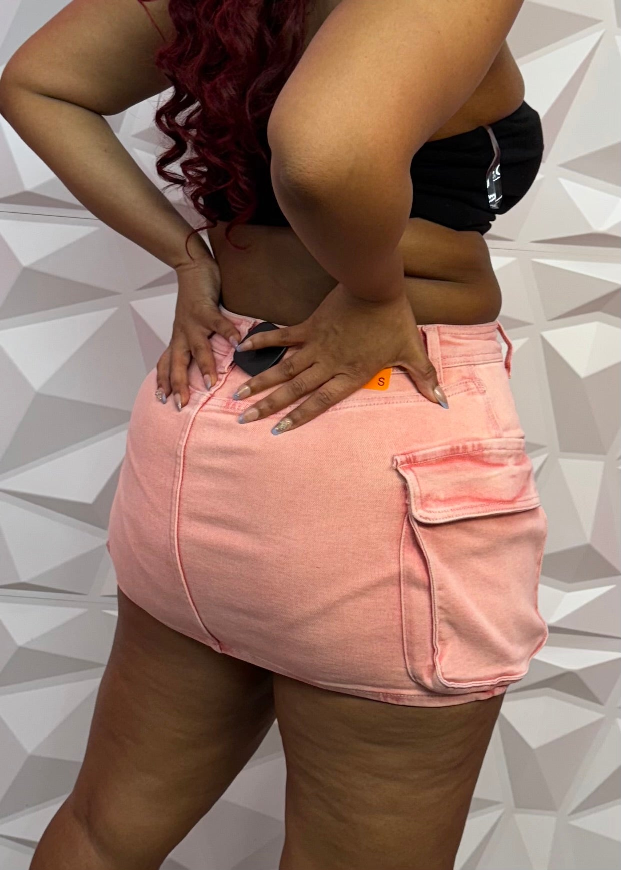 Cargo Skirt-Pink