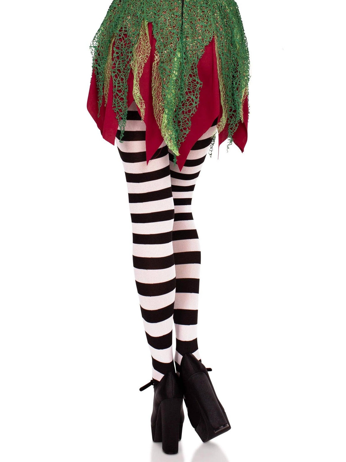 Darby Striped Opaque Tights: Black/White / One Size