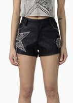 SR Leather Beaded Shorts