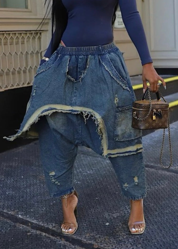 Denim Distressed Pants