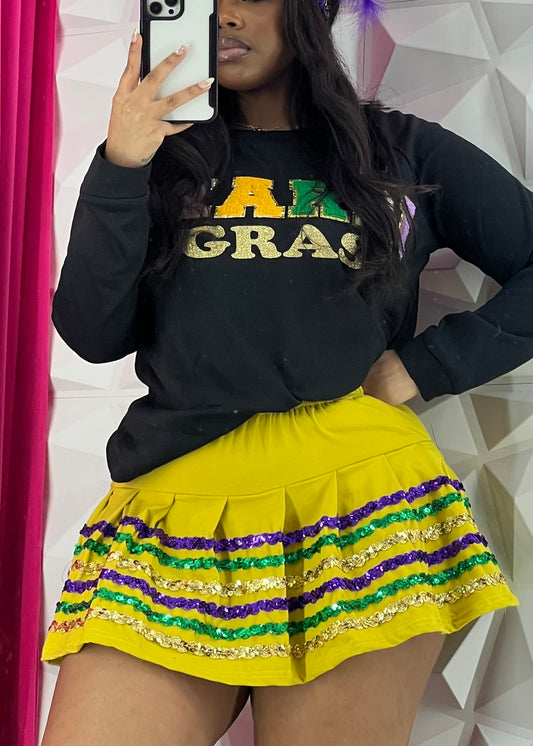 MG Sequins Tennis Skirt-Gold