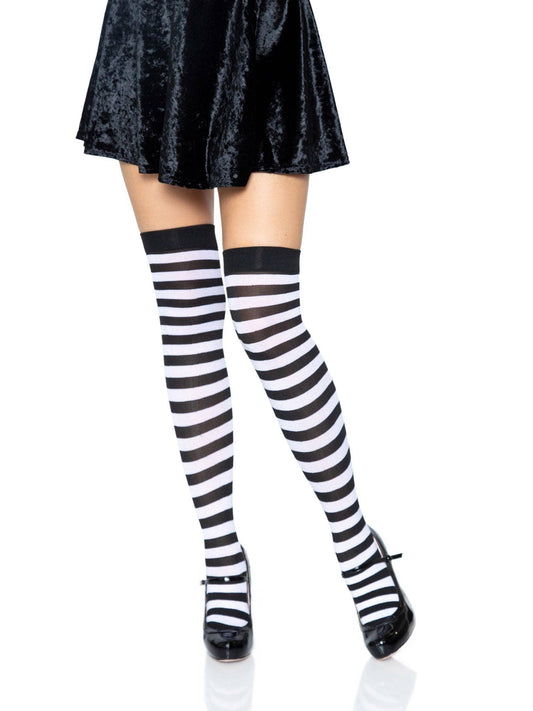 Cari Striped Stockings: Black/White / One Size