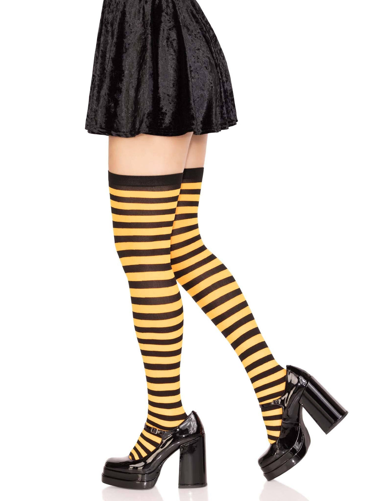 Cari Striped Stockings: Black/White / One Size