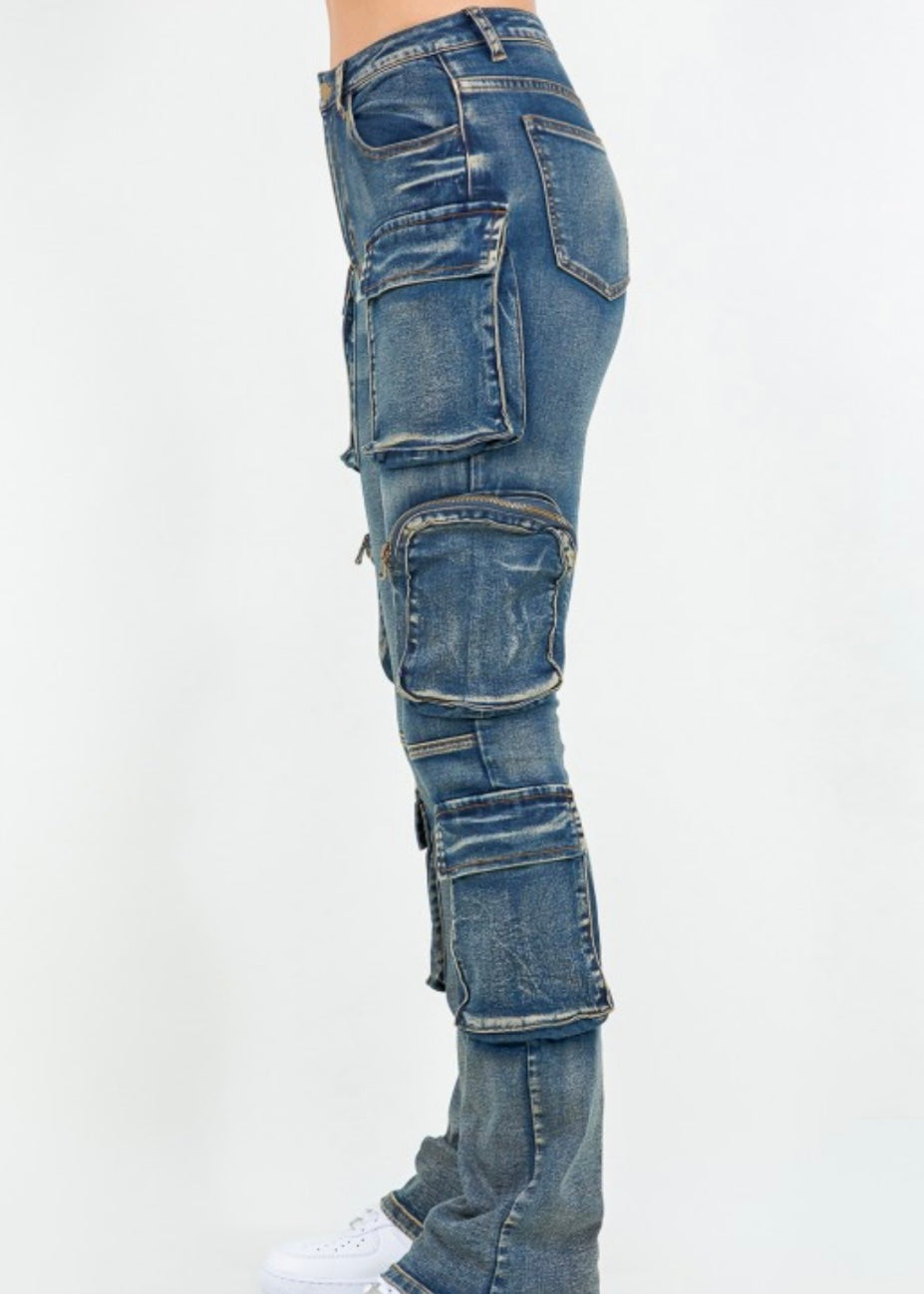 Stacked Jean Pockets-Vintage wash