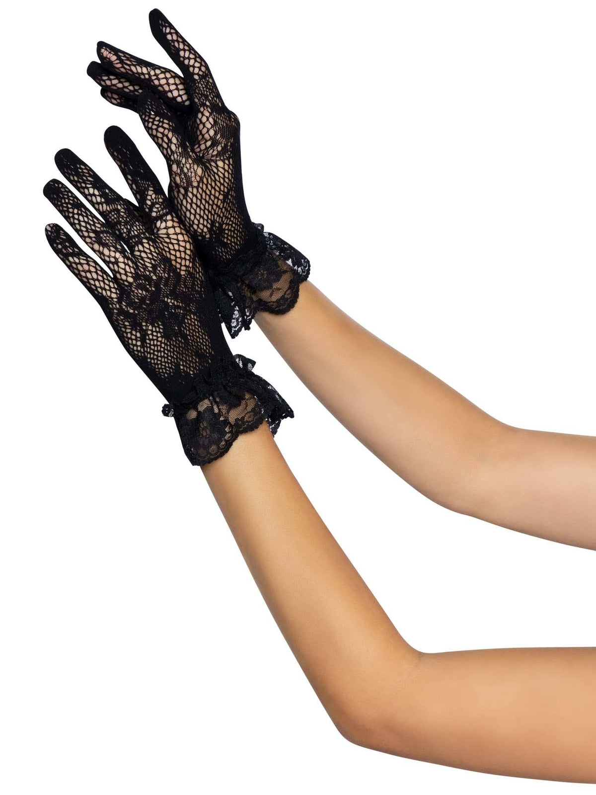 Wrist Length Lace Gloves: White / One Size