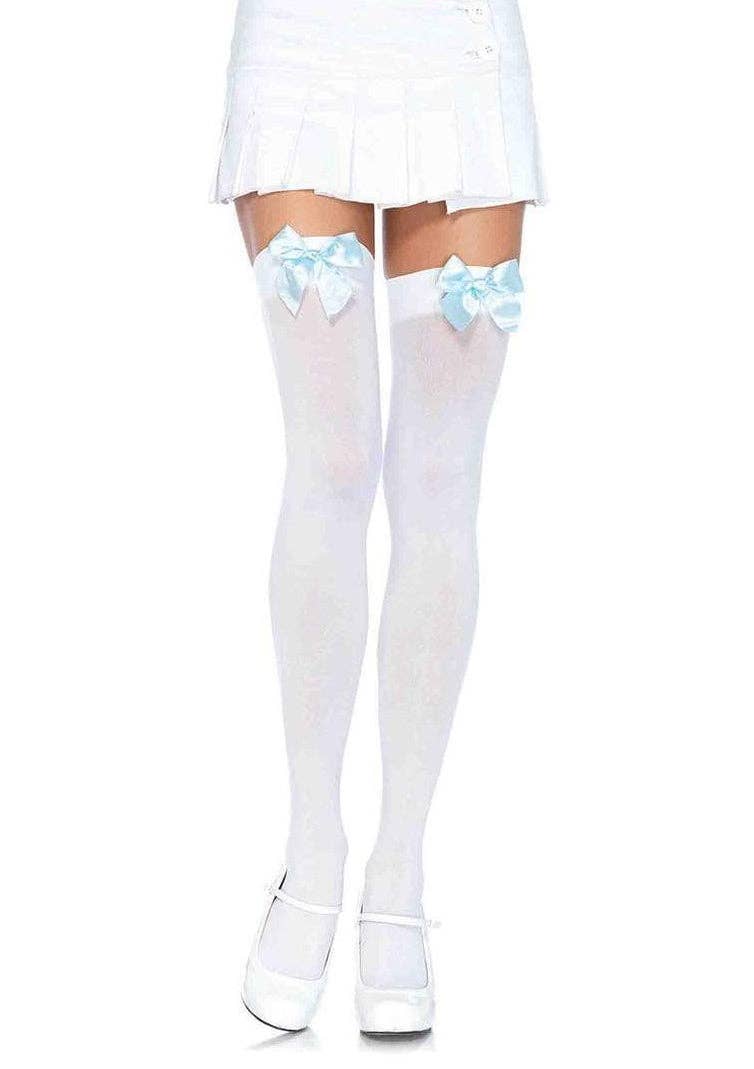 Kay Opaque Thigh Highs: White / One Size
