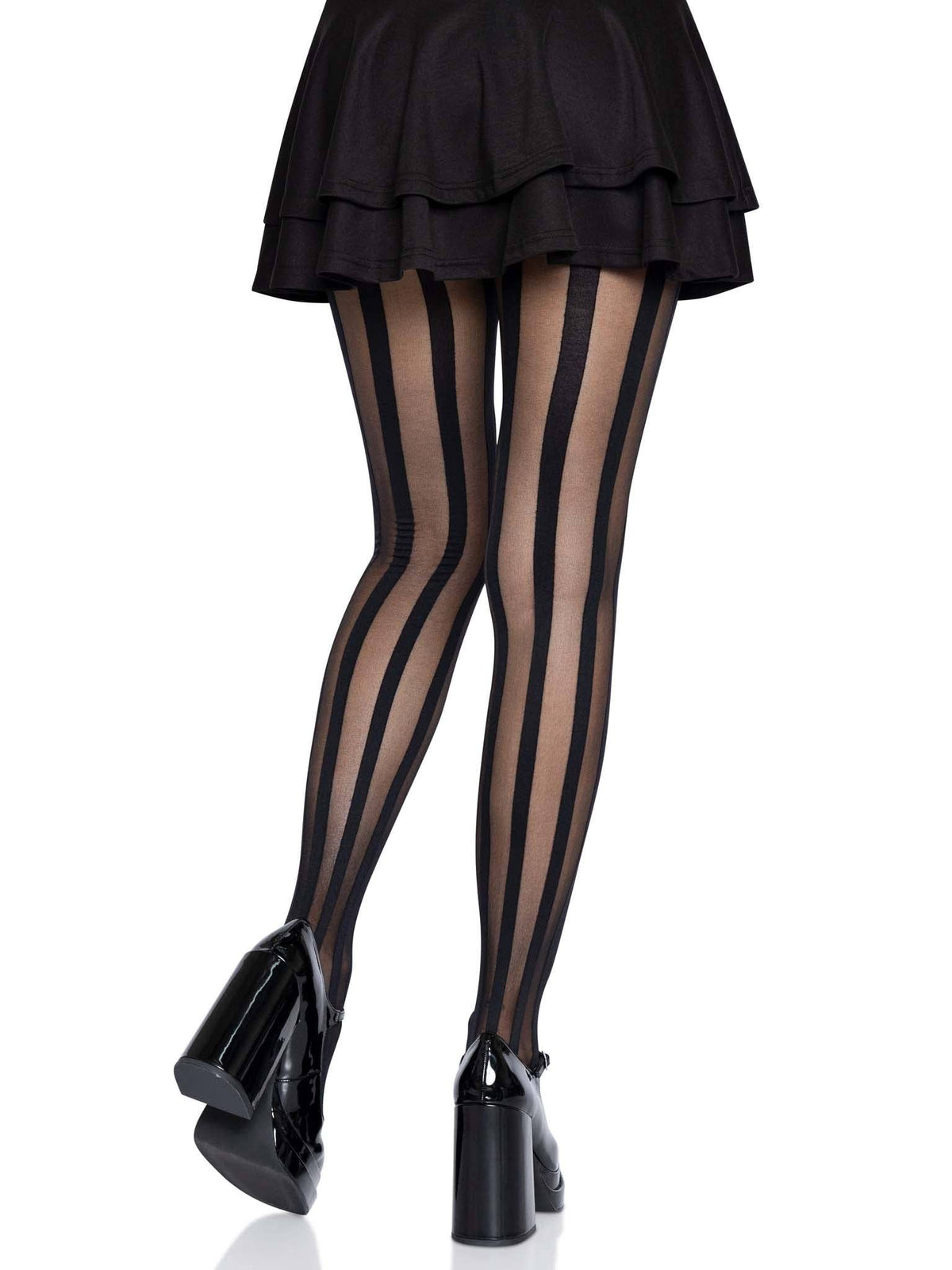 Beck Vertical Striped Tights: Black / One Size