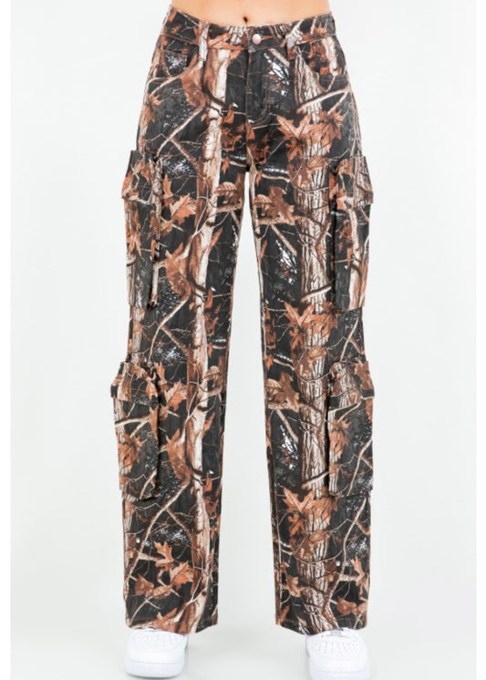 Wide Leg Pocket Pants-B.Camo