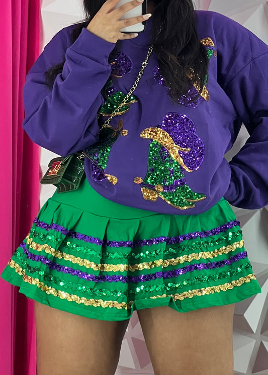 MG Sequins Tennis Skirt-Green