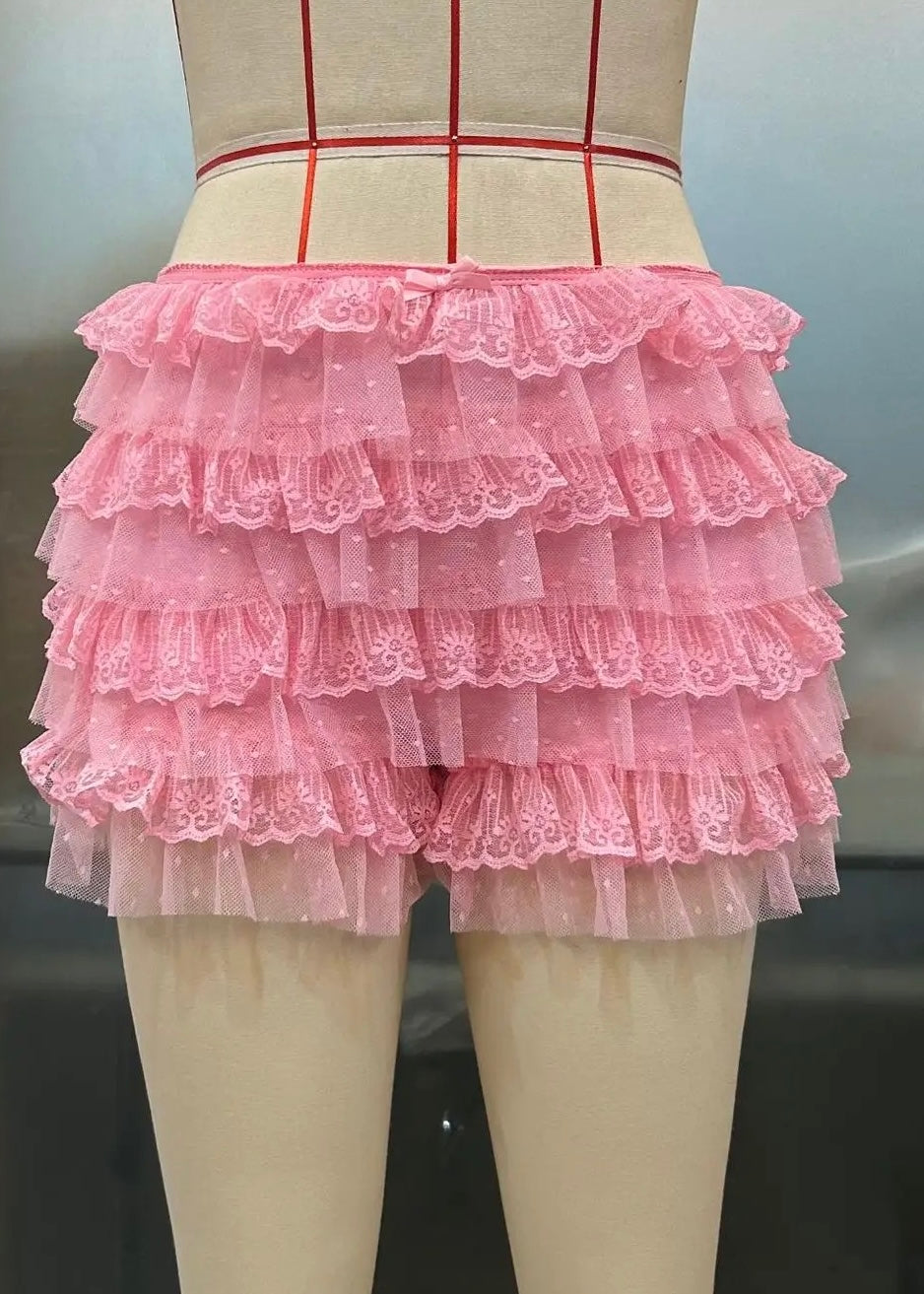 Ruffle Shorts-Pink