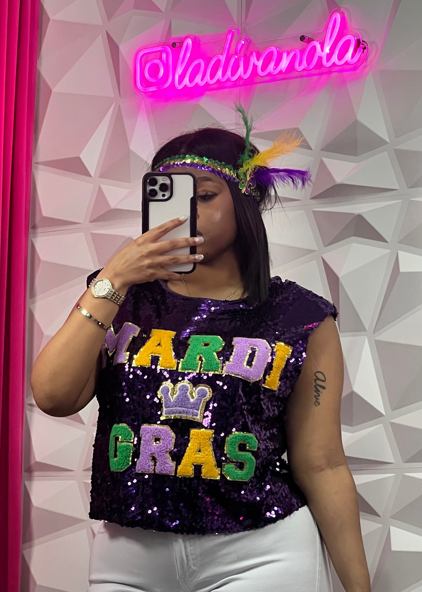 MG Sequins Top-Purple