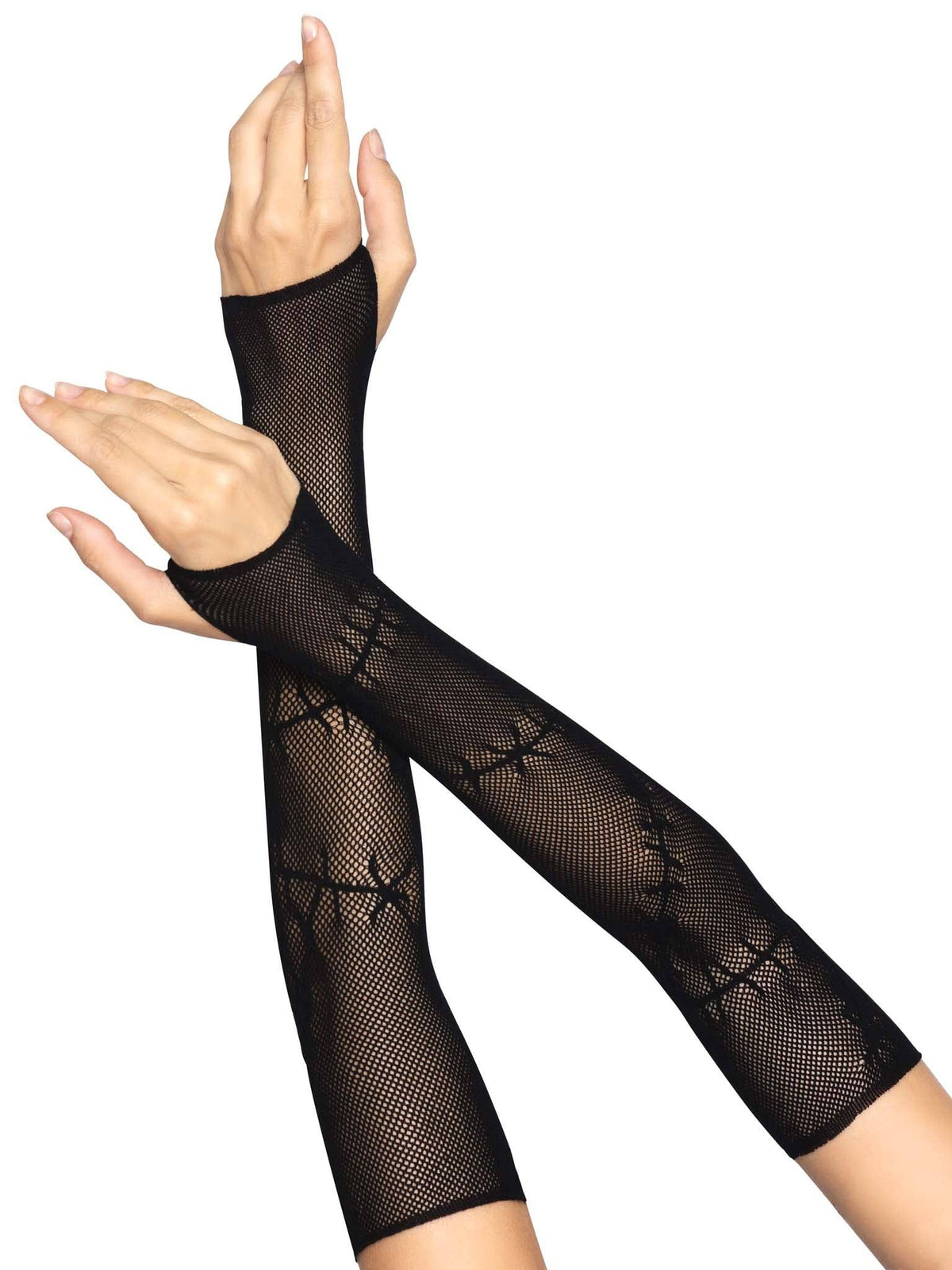 Stitched Up Fingerless Gloves: Black / One Size
