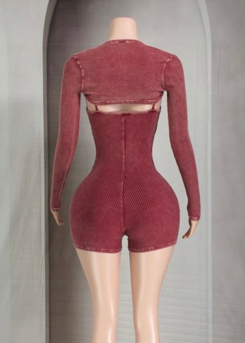 Mineral Romper-Burgundy