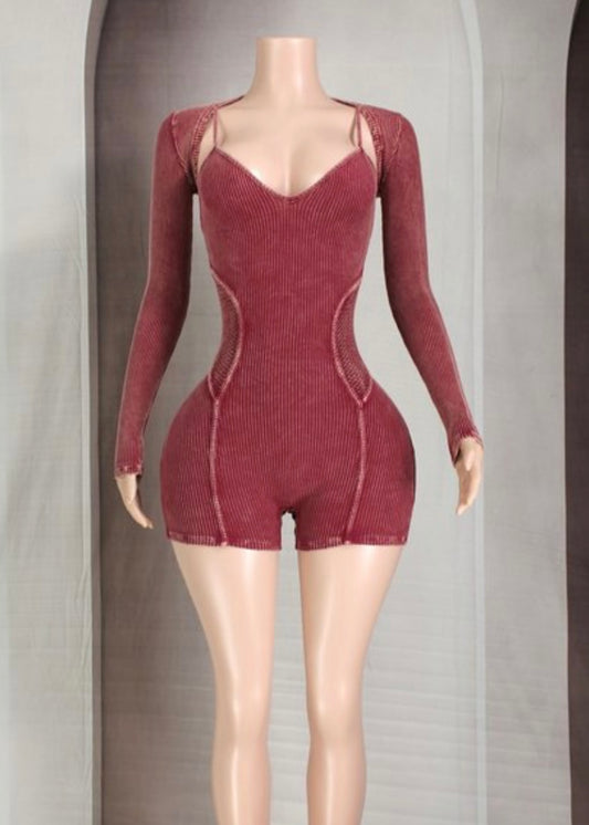 Mineral Romper-Burgundy