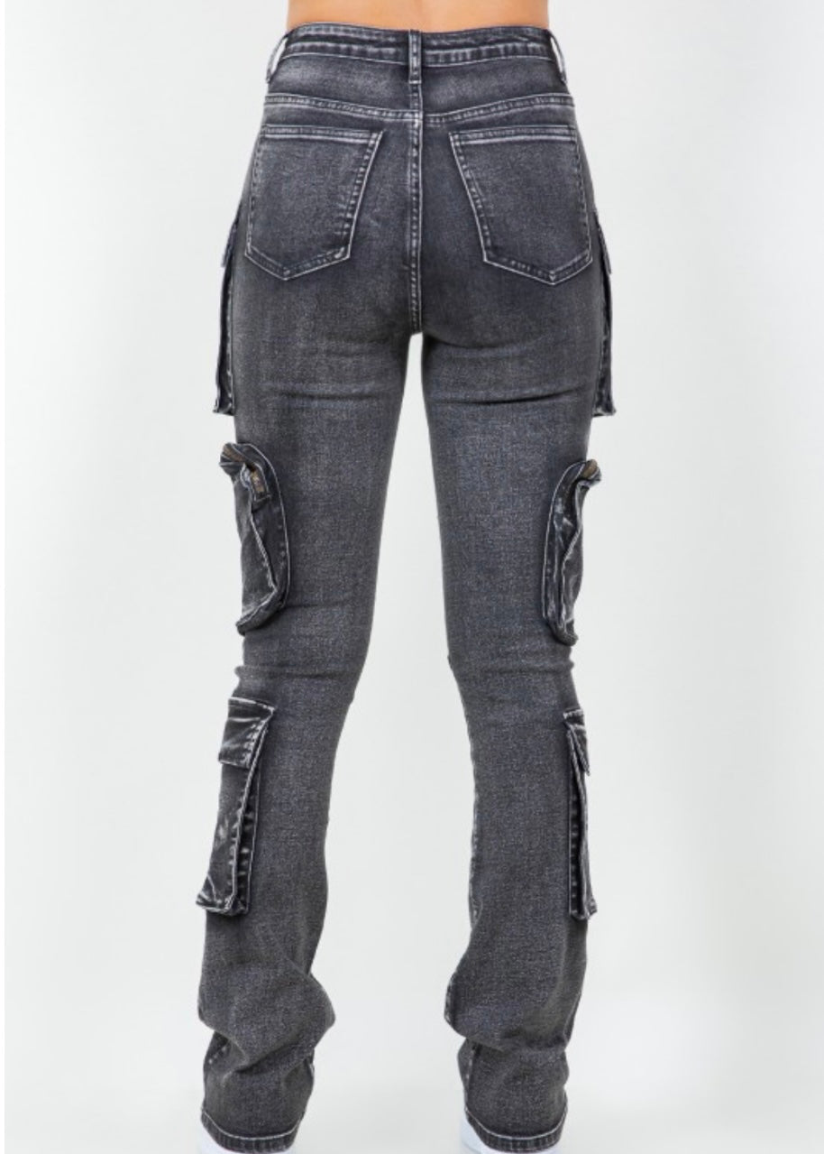 Stacked Jeans Pockets-Black