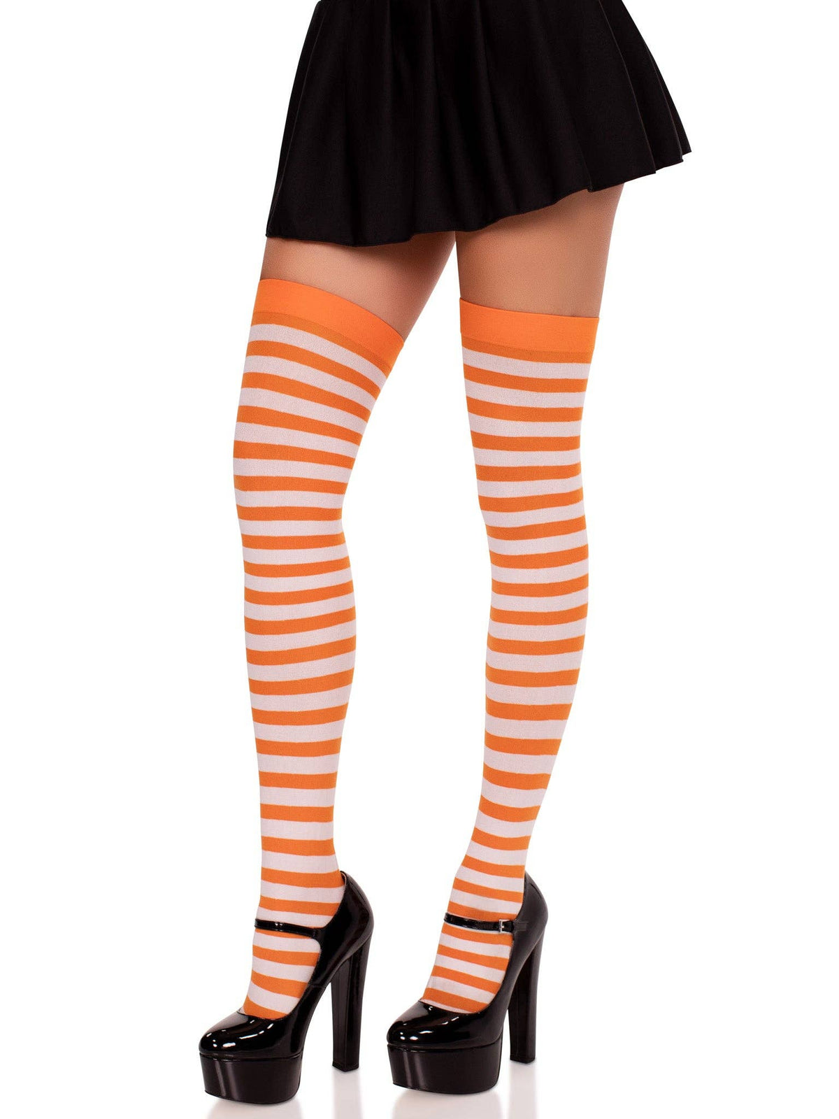 Cari Striped Stockings: Black/Orange / One Size