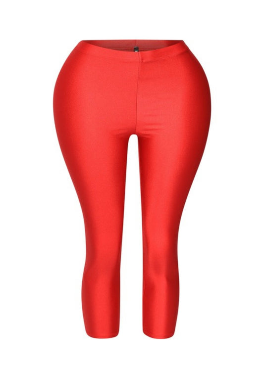 Nylon Capris-Red