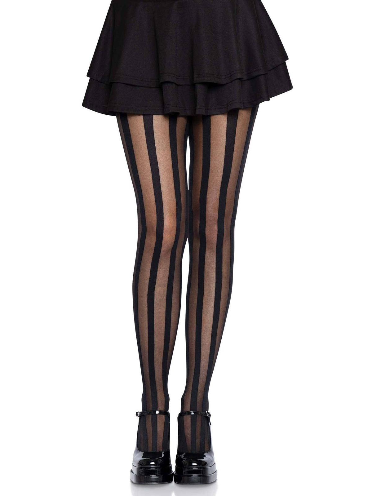 Beck Vertical Striped Tights: Black / One Size