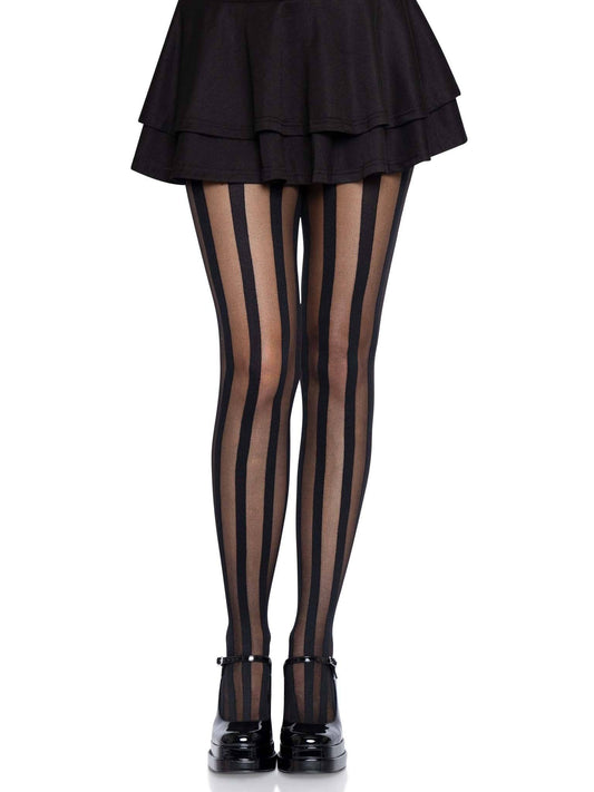 Beck Vertical Striped Tights: Black / One Size