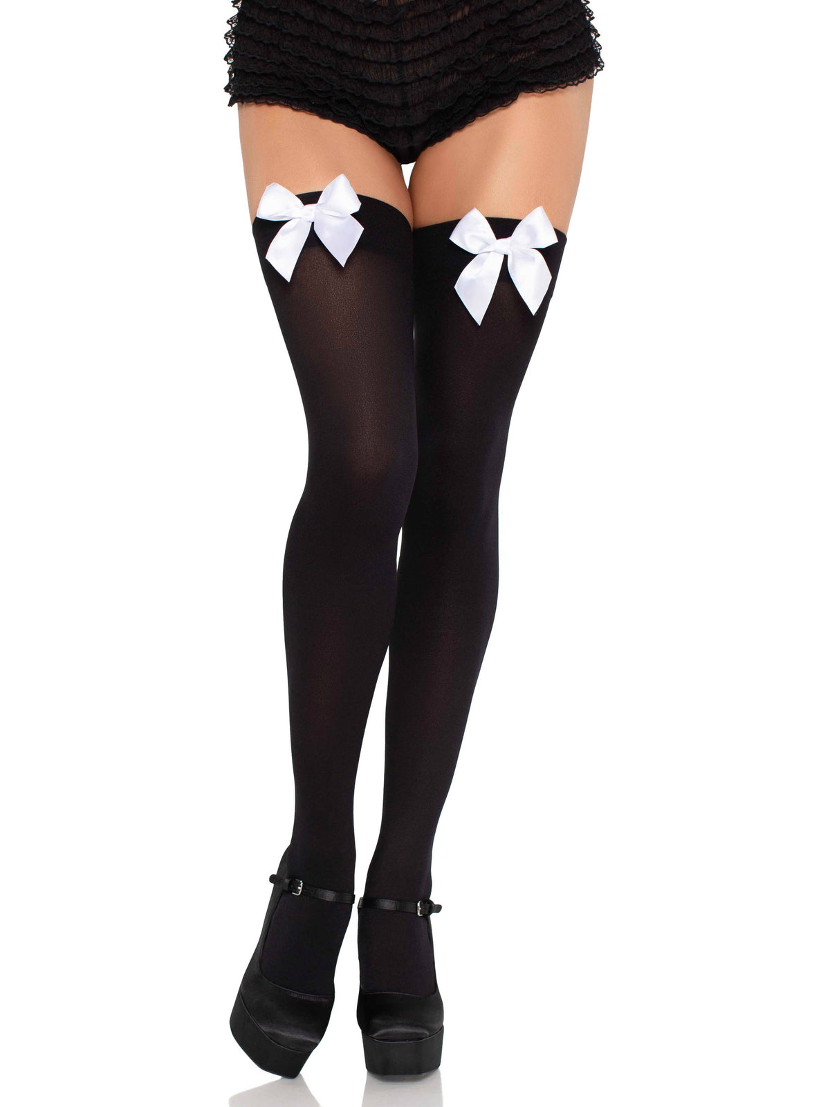 Kay Opaque Thigh Highs: White / One Size