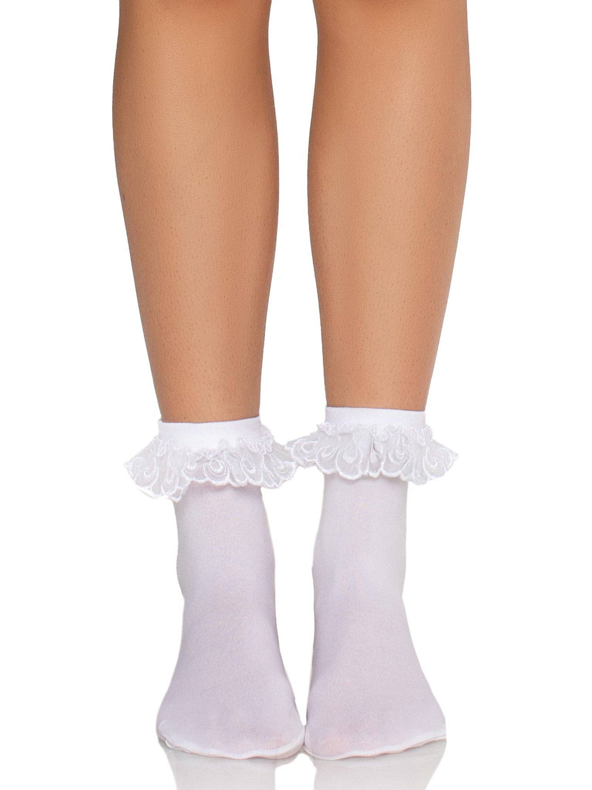 Diem Lace Ruffle Anklet Socks: Black / One Size
