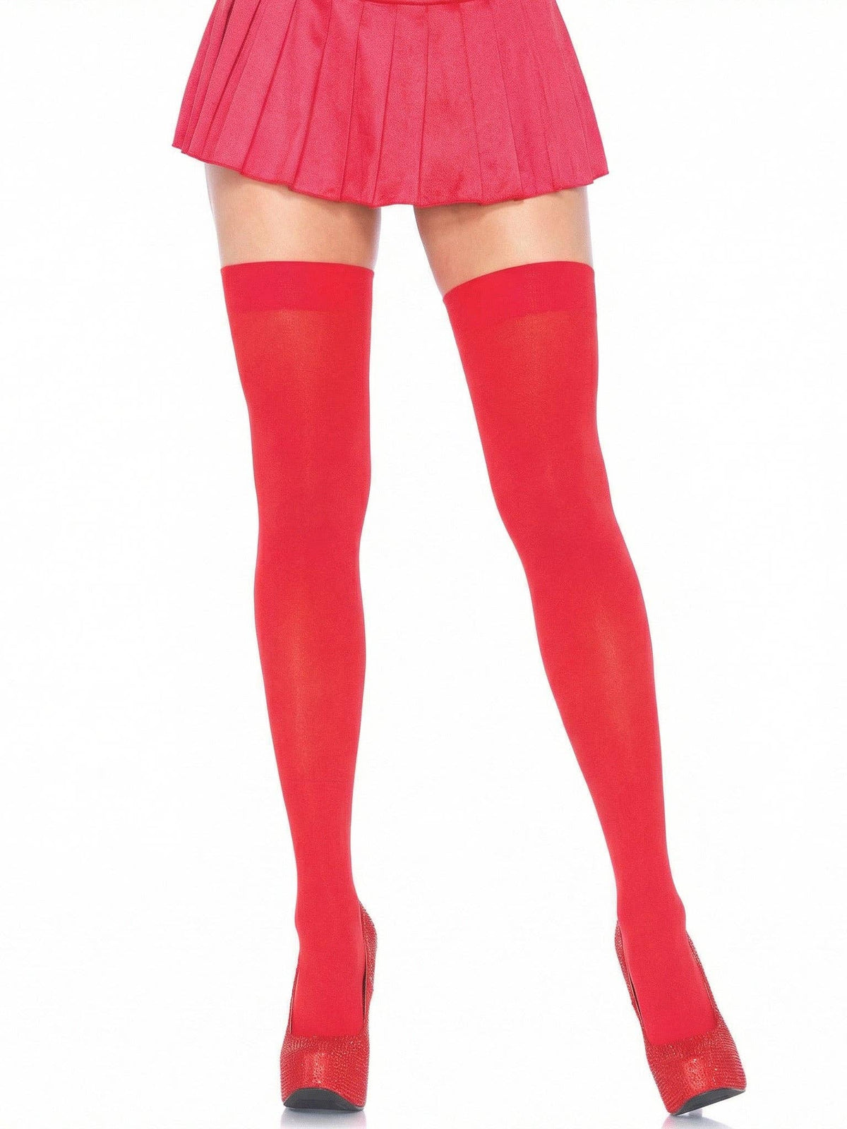 Luna Thigh High Stockings: Red / One Size