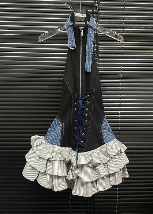 Laced Denim Dress