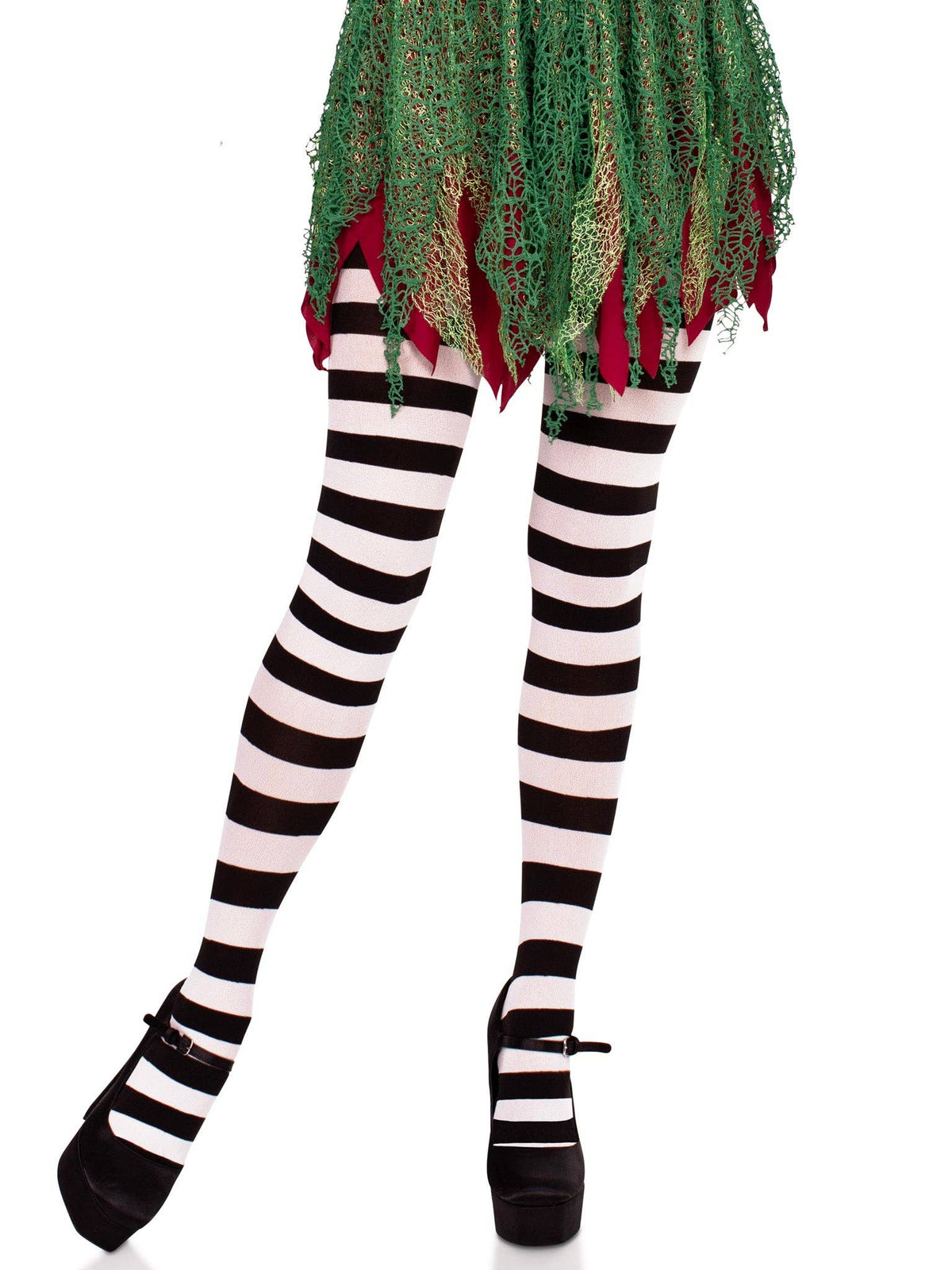 Darby Striped Opaque Tights: Black/White / One Size