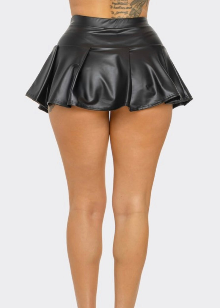 Pleated Leather Skirt