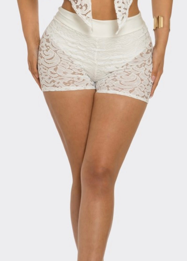 Lace Shorts-White