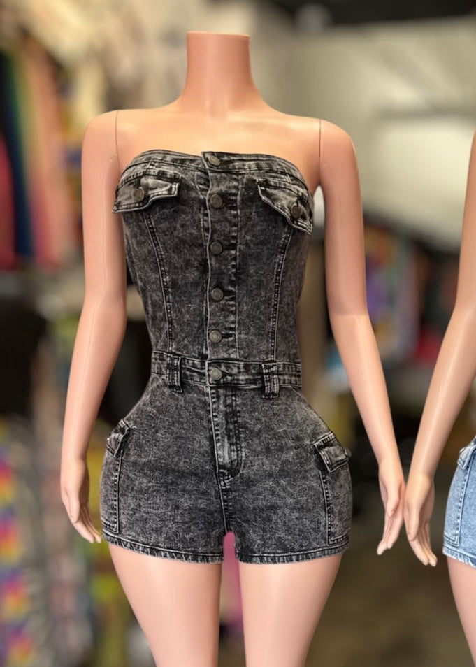Denim Tube Romper