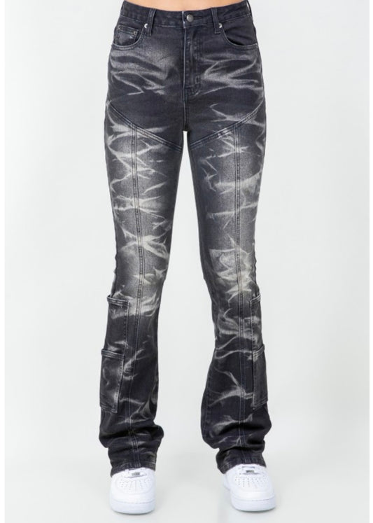 Mini Flare Jeans-Black