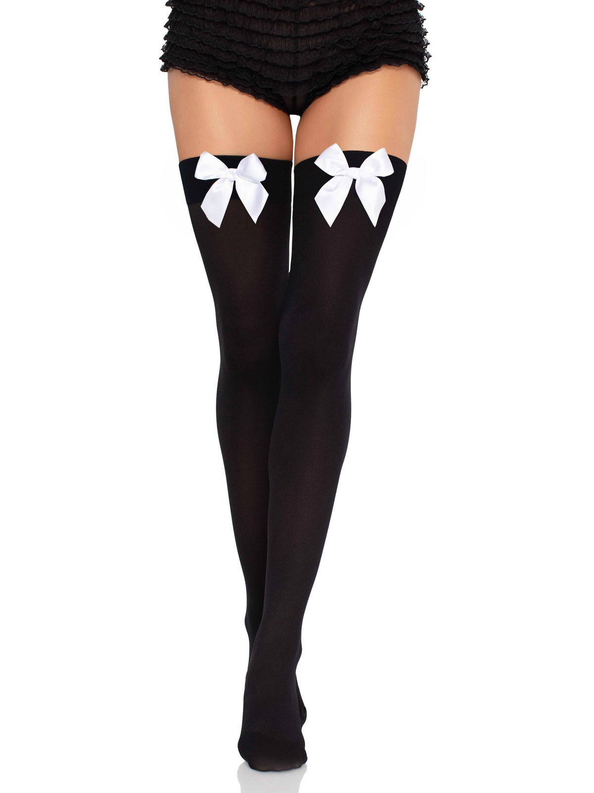 Kay Opaque Thigh Highs: White / One Size
