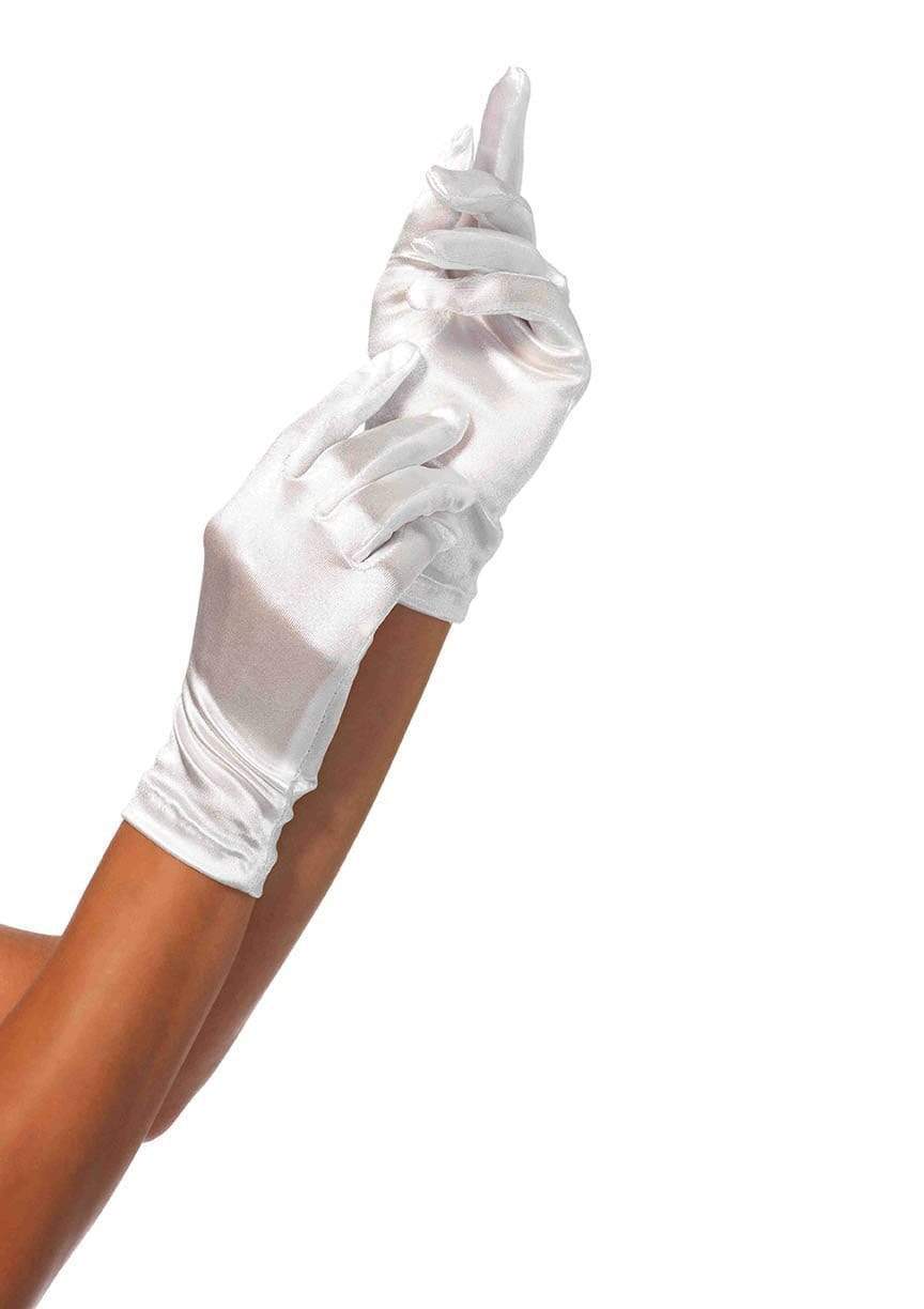 Satin Wrist Length Costume Gloves: White / One Size