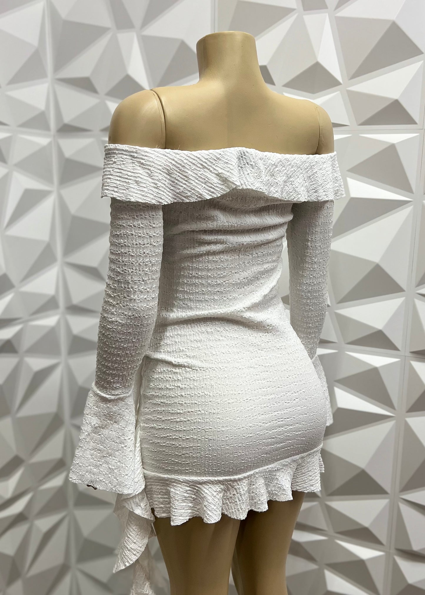 Ruffle Dress-White