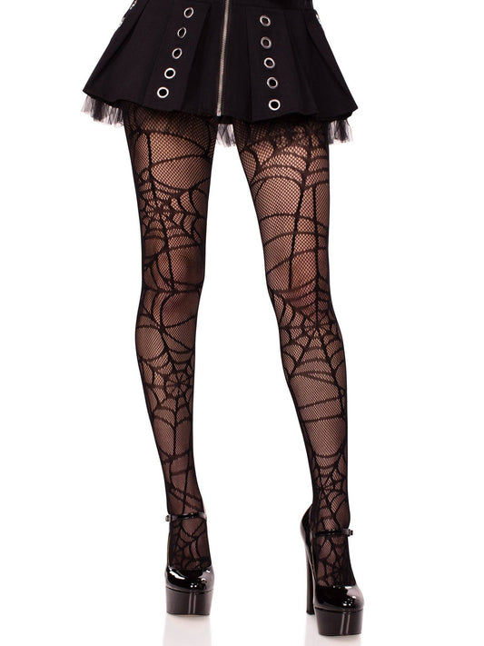 Spiderweb Net Tights: Black / One Size