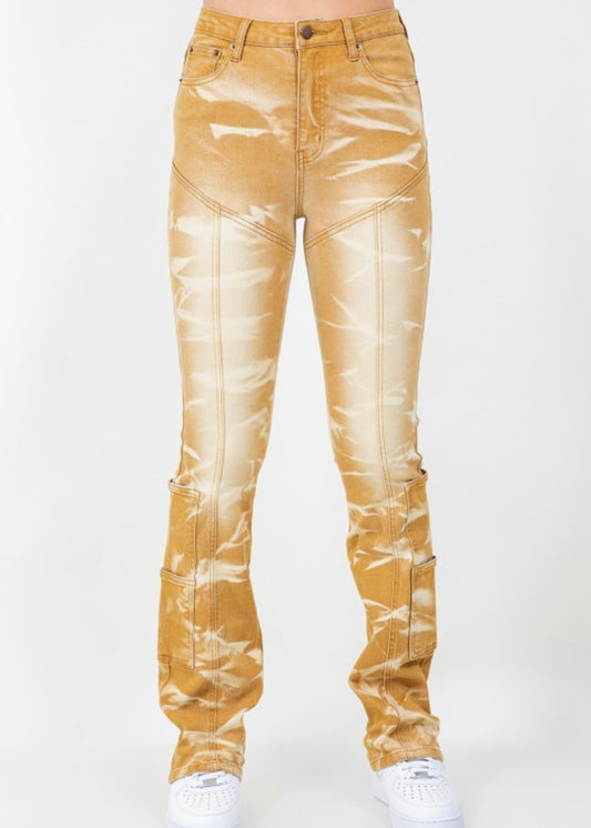 Mini Flare Jeans-Tan