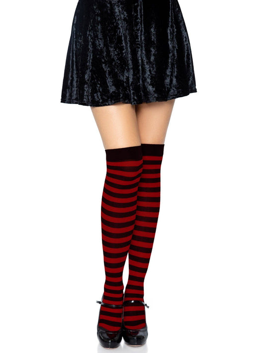 Cari Striped Stockings: Black/Red / One Size