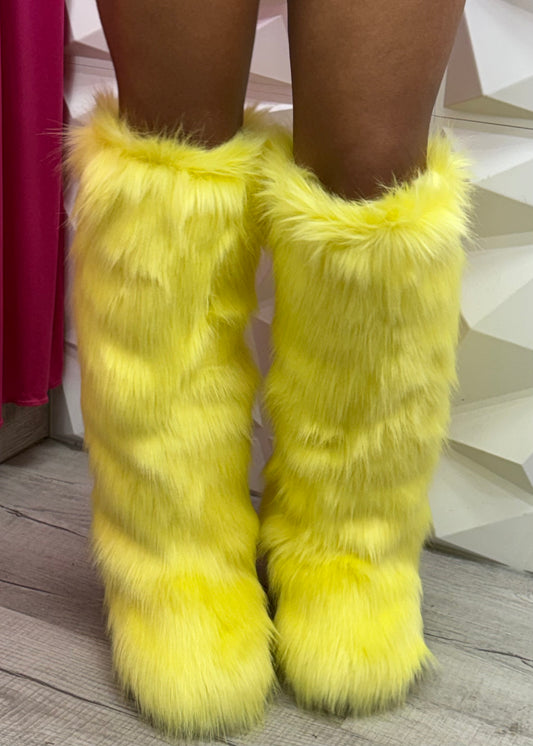 MG Fur Boots - Yellow