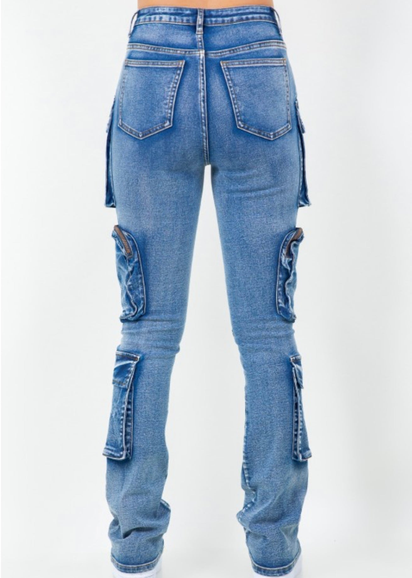 Stacked Jeans Pockets-Blue Wash