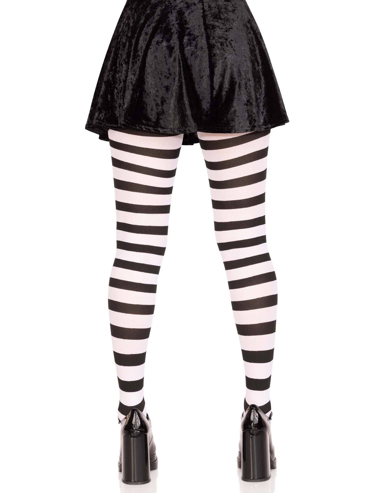 Darby Striped Opaque Tights: Black/White / One Size