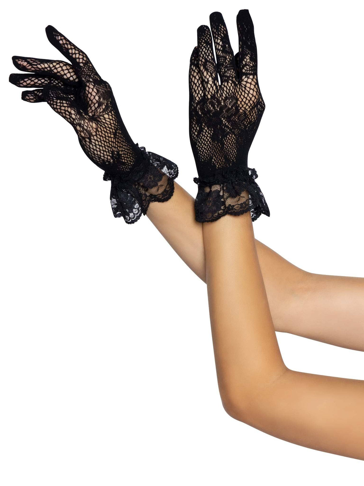 Wrist Length Lace Gloves: White / One Size