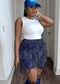 Fringe Skirt-Blue